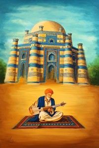 S. A. Noory, Shrine of Bibi Jawendi–Utch Shareef, 24 x 36 Inch, Acrylic on Canvas, Figurative Painting, AC-SAN-177